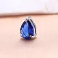 Elegante colgante de circonita cúbica azul en forma de lágrima sobre marco de acero titanio - Piedra de Nacimiento de Septiembre (Azul Zafiro) / Colgante 6x8mm / Color acero