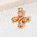 Champagne orange four-leaf clover zircon pendant in gold-plated stainless steel DIY - Champagne Gold Zircon / Gold