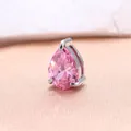 Elegante colgante de circonita rosa en forma de pera en acero de titanio pulido - Piedra de Nacimiento de Octubre (Rosa) / Colgante 6x8mm / Color acero