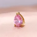 Elegante collar de acero de titanio chapado en oro de 18k con circón rosa tallado en pera - Piedra de Nacimiento de Octubre (Rosa) / Colgante 6x8mm / Dorado