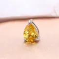 Elegante colgante de circonita amarilla en forma de pera en acero titanio plateado - Piedra de Nacimiento de Noviembre (Dorado) / Colgante 6x8mm / Color acero