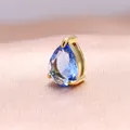 Elegante colgante de circonita azul en forma de pera en cadena de acero de titanio - Piedra de Nacimiento de Diciembre (Azul) / Colgante 6x8mm / Dorado