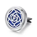 Detail showing the hollow rose design of the stainless steel car fragrance diffuser clip - Rose Hollow Style (031) / 30mm / Steel