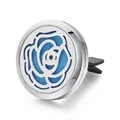Detail view of polished stainless steel car vent diffuser with hollow rose design - Rose Hollow Style (213) / 30mm / Steel