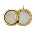 Détail du mécanisme du médaillon en verre rond doré de 30 mm à couvercle vissé - 30mm Lisse / Or