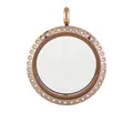 Detail view of 30mm rose gold magnetic locket with sparkling crystal border and glass window - 30mm (Rhinestone Style) / Rose Gold