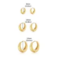 Comparison of chunky gold titanium steel hoop earrings in 8mm, 10mm, and 12mm sizes - Inner Diameter 8mm / Gold