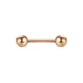 Piercing barbell de 0.8mm en acero inoxidable oro rosa con doble bola pulida de alta calidad - 0.8x8x3mm / Rosa oro