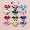 Set de 12 colgantes de piedras de nacimiento marquise con engaste de acero de 5x10mm - Enero / 5*10mm / Color acero