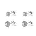 Boucles d'oreilles boules minimalistes en acier titane givré argenté pour usage quotidien - Boule Dépolie Fermoir Papillon / 4mm / Acier