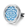 Circular 316L stainless steel car aromatherapy vent clip featuring a blue felt pad - Flower of Life 1 / Vent Clip Only / Steel