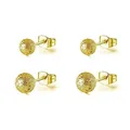 Lot de 4 boucles d'oreilles boules en acier titane doré mat pour hommes et femmes bijoux - Boule Dépolie Fermoir Papillon / 4mm / Or
