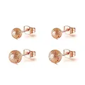 Boucles d'oreilles boules givrées en acier titane rose doré avec tige fine de 0,8 mm - Boule Dépolie Fermoir Papillon / 4mm / Or rose
