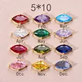 Colgantes de piedra de nacimiento de circonio marquesa de 5x10mm en 12 colores para joyas - Enero / 5*10mm / Dorado