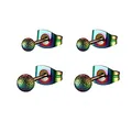 Boucles d'oreilles boules en acier titane givré irisé pour piercing et cartilage - Boule Dépolie Fermoir Papillon / 4mm / Arc-en-ciel