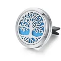 Tree of Life car aromatherapy vent clip in 316L stainless steel with blue felt pad - Tree 2 / Vent Clip Only / Steel