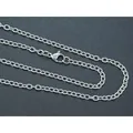Durable silver 304 stainless steel O-link necklace chain with lobster clasp, 60cm length - Cable Chain / 3mm Width (55cm) / Silver