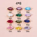 Dijes de piedra de nacimiento de corte marquesa con engarces dorados en 12 colores - Enero / 4*8mm / Dorado