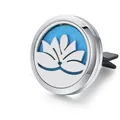 316L stainless steel car aromatherapy diffuser vent clip with blue lotus design - Lotus / Vent Clip Only / Steel