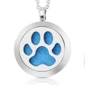 Stainless steel 25mm aromatherapy locket necklace with blue paw print cutout pad - Pendant Only / Silver (Paw Print)