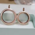 Close-up of rose gold stainless steel magnetic glass locket with sandblasted finish - 30mm / Rose Gold