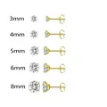 Set di orecchini a lobo in acciaio inossidabile con zirconi da 3 mm fino a 8 mm - 3mm (1 Pezzo) / Oro + Zircone Bianco