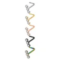 Cinco variantes de color de piercings de nariz en L de acero con tres circonitas - Triple Diamante Forma L / Dorado