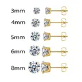 Elegant stainless steel cubic zirconia stud earrings in sizes 3mm, 4mm, 5mm, 6mm, 8mm - 6mm (Single) / Gold + White Zirconia