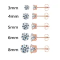 Rose gold stainless steel stud earrings with 3A cubic zirconia set from 3mm to 8mm - 6mm (Single) / Rose Gold + White Zirconia
