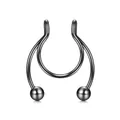 Zwarte roestvrijstalen U-vormige septum neusring met balletjes voor piercing sieraden - 0.8*8*3 / Zwart