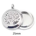 Pendentif diffuseur aromathérapie 25mm en acier inoxydable avec motif Arbre de Vie - Arbre de Vie Rond / 25mm