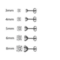 Pendientes de acero inoxidable con circonita en varios tamaños disponibles de 3mm a 8mm - Negro + Zirconia Blanca / 6mm (Individual)