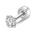 Minimalistischer Titanstahl-Ohrstecker mit 4-Krallen runder klarer Zirkonia-Einlage - Einzelstück / 3mm / Silber