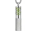 Collar con colgante difusore de perfume elegante de acero inoxidable gris satinado - Floral Calado + Almohadilla Verde / Plateado (Estilo 43)
