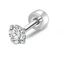 Minimalistischer Titanstahl-Ohrring mit AAA-Zirkonia-Stecker in Vierer-Krappe - Einzelstück / 4mm / Silber