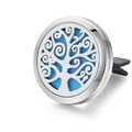 316L stainless steel Tree of Life car vent aromatherapy clip with blue felt pad - Swirl Tree / Vent Clip Only / Steel