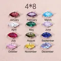 Selección de 12 colgantes de circonita marquesa para diseños de joyería DIY creativos - Enero / 4*8mm / Color acero