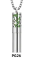 Collar difusor de perfume de acero inoxidable con colgante de árbol verde - Estilo Hueco de Hoja (PG26) / Colgante + Núcleo de Algodón + Collar / Dorado
