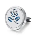 Premium 316L stainless steel car vent diffuser clip featuring a blue rose cutout design - Rose / Vent Clip Only / Steel