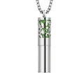 Collar colgante aromaterapia cilíndrico calado diseño hoja con fieltro verde acero - Colgantes / PG26-Hoja