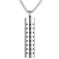 Collar colgante difusor de aromaterapia de cilindro hueco en acero plateado plata - Estilo Agujero Redondo Calado Acero (CK-CG4) / Colgante + Núcleo de Algodón