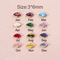 Set de 12 colgantes de piedra de nacimiento talla marquise de enero a diciembre - Enero / 3*6mm / Dorado