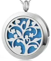 Collar difusor de aromaterapia de acero inoxidable con árbol de vida y fieltro azul - Árbol de la Vida 3
