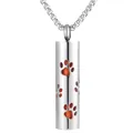 Collar difusor de aromas de acero inoxidable con huellas de patas caladas - Estilo de Huella Calada con Núcleo Rojo (CK-CG3) / Colgante + Núcleo de Algodón