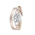 Roségoldenes Echtlederarmband Aromatherapie-Diffusor-Armreif mit 25mm Medaillon - Schraubverschluss / Blühender Baum