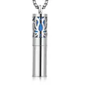 Collar colgante de aromaterapia cilíndrico con diseño de loto hueco y azul - Colgantes / PG53-Loto