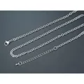 Durable 304 stainless steel silver O-link necklace chain with an adjustable extension - Flat Cable Chain / 3mm Wide (60+5cm) / Silver
