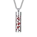 Elegante collar difusor de perfume de acero inoxidable con núcleo de algodón rojo vivo - Estilo de Llama Calada con Núcleo Rojo (CK-CG12) / Solo Colgante