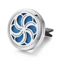 Round silver 316L stainless steel car aromatherapy vent clip with blue felt insert - Whirlwind Wheel / Vent Clip Only / Steel