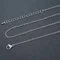 60cm 304 stainless steel flat cable chain necklace for pendants with lobster clasp - Round Pearl Chain / 2mm Wide (45+5cm) / Silver